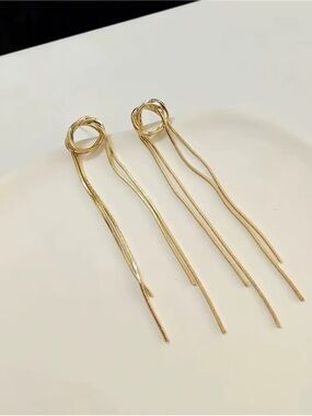 *** High-Quality Gold Knot Drop Fringe Earrings - Women Jewelry